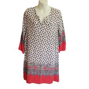 Iris 3/4 Sleeve Paisley Floral Vneck Sheath Dress Size Large